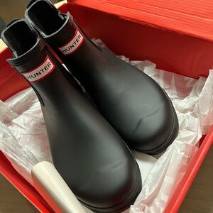 Hunter Short Fleece lined Black Rain Boots